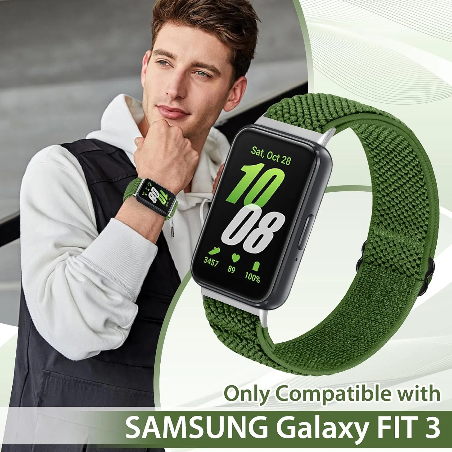 Elastic Nylon Bands Only Compatible with Samsung Galaxy Fit 3 Bands for Men Women,Solo Loop Soft Adjustable Stretchy Sport Replacement Strap Wristband for Samsung Galaxy Fit 3