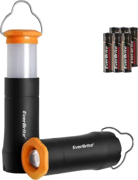 EverBrite 2-in-1 Mini Lanterns and Flashlights with 3 Modes, 2 Pack Portable Outdoor LED Zoomable Torches, Camping Essentials for Hurricane, Hiking, Night Walking, Emergency
