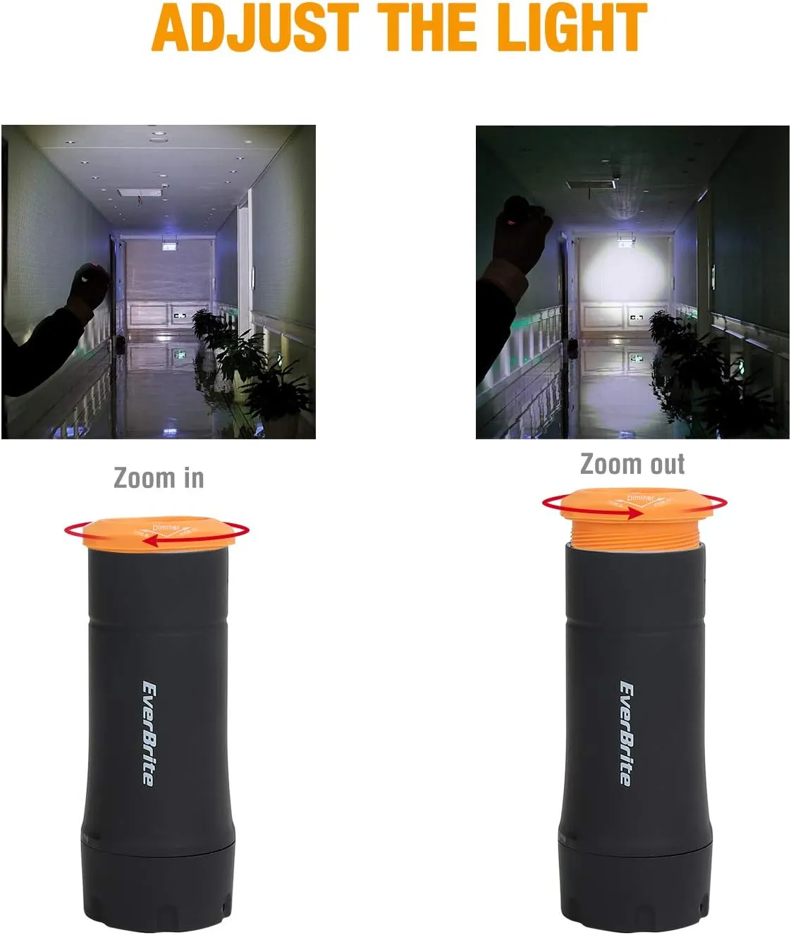 EverBrite 2-in-1 Mini Lanterns and Flashlights with 3 Modes, 2 Pack Portable Outdoor LED Zoomable Torches, Camping Essentials for Hurricane, Hiking, Night Walking, Emergency