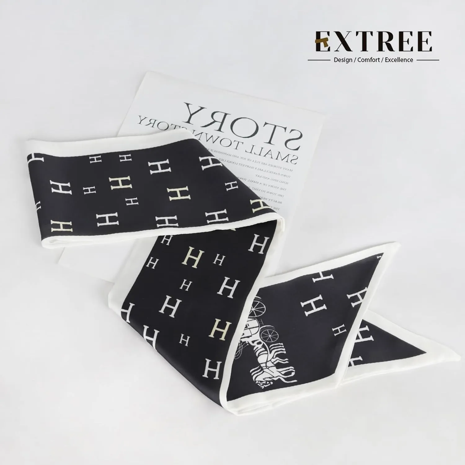 EXTREE Satin Scarf Mulberry Silk Printed Head Wrap Hair Band 7"" x 59""