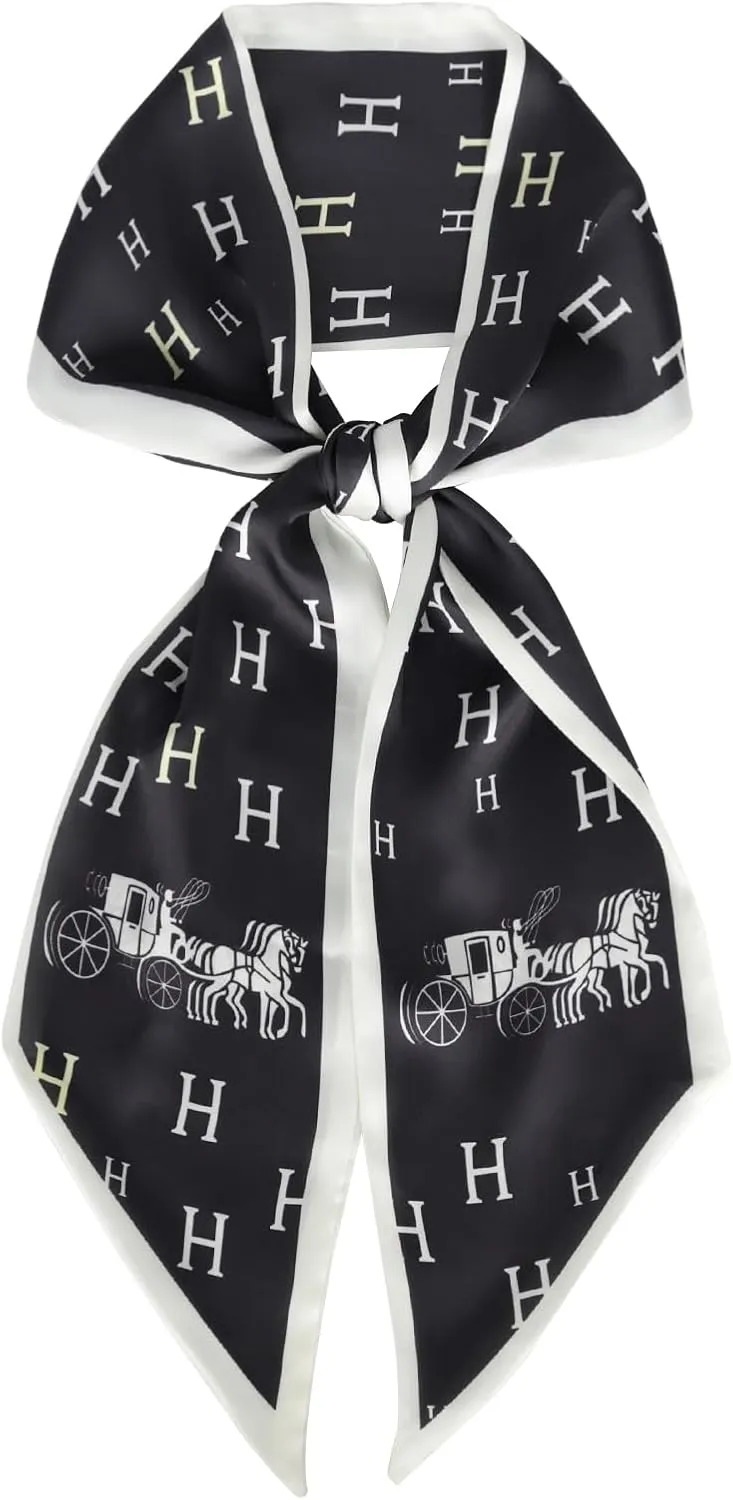EXTREE Satin Scarf Mulberry Silk Printed Head Wrap Hair Band 7"" x 59""