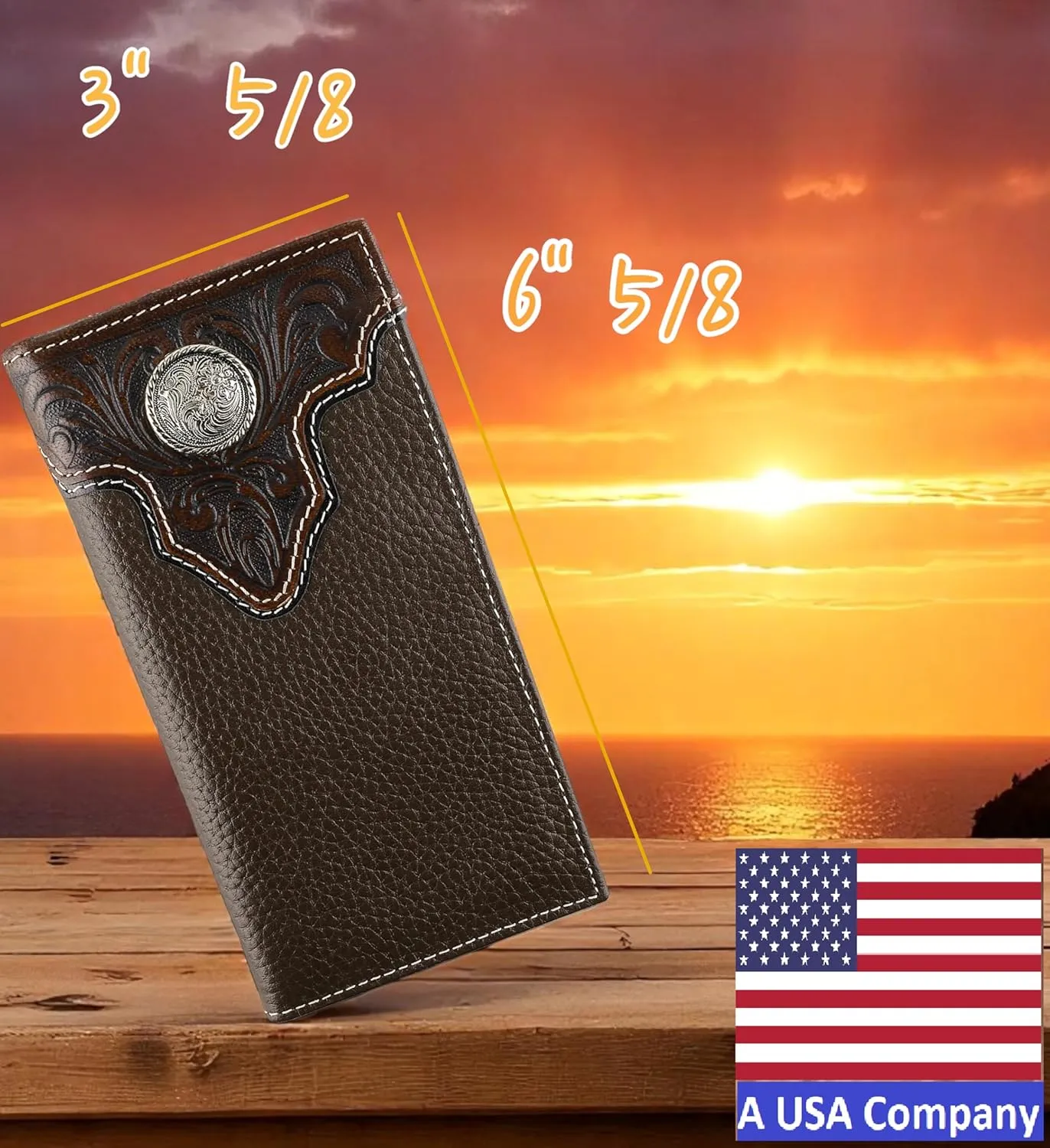 F&L CLASSIC Men's RFID Vintage Look Genuine Leather Long Bifold Wallet Checkbook Wallets,brown,240-81