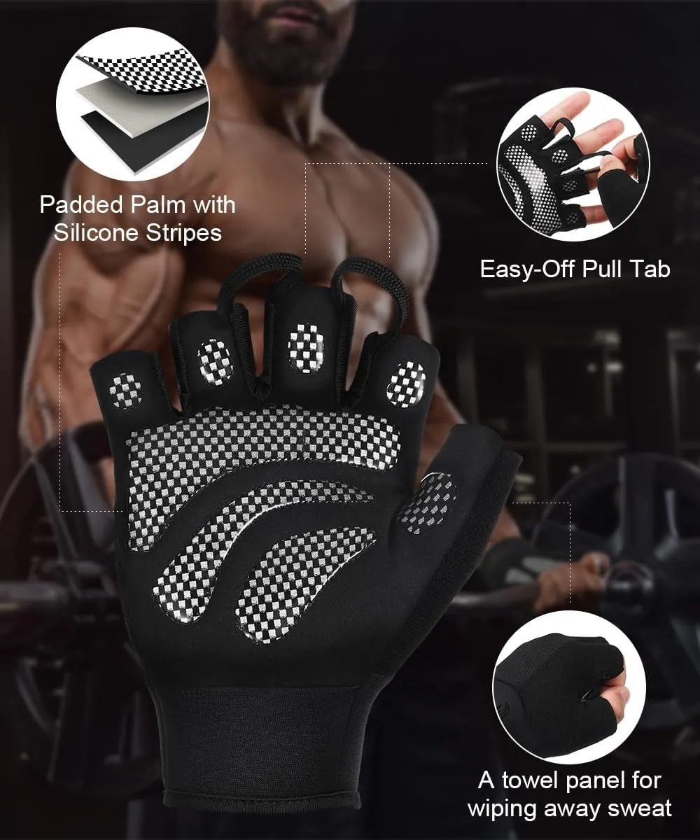 Fingerless Workout Gloves for Men and Women, Lightweight Breathable Fitness Gloves for Weightlifting, Cycling, Climbing, Rowing