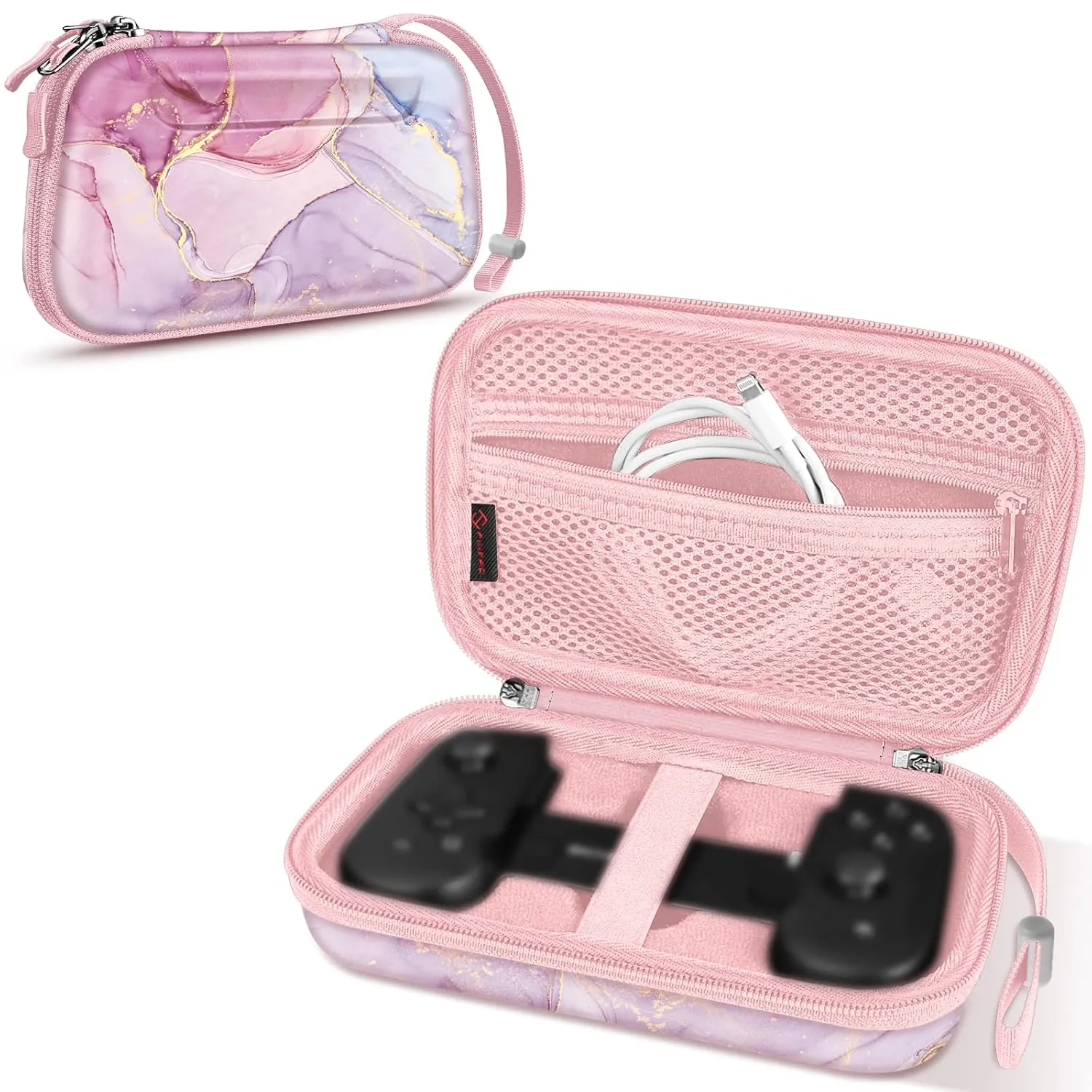 Fintie Carrying Case for Backbone One Mobile Gaming Controller - [Shockproof] Hard Shell Protective Cover Travel Bag with Inner Pocket (Dreamy Marble)
