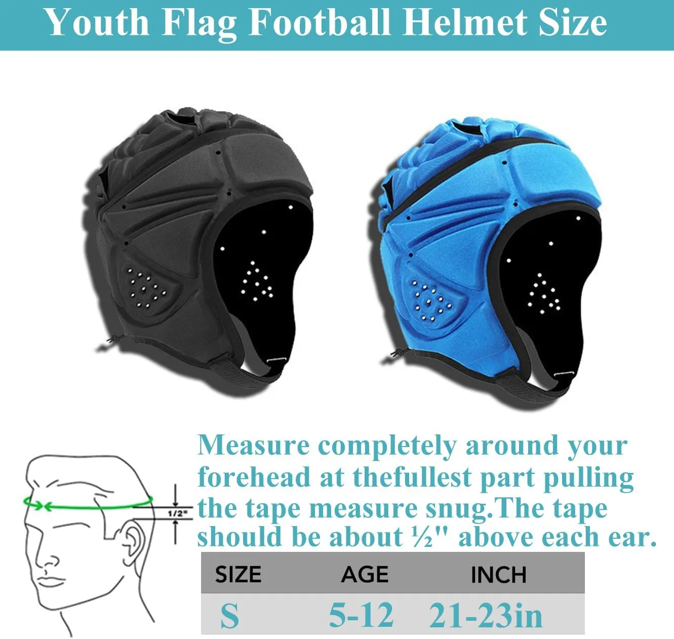 Flag Football Helmet Padding Youth, Adjustable Rugby Helmet, Lightweight Breathable Speedflex Helmet for Soccer, Hockey