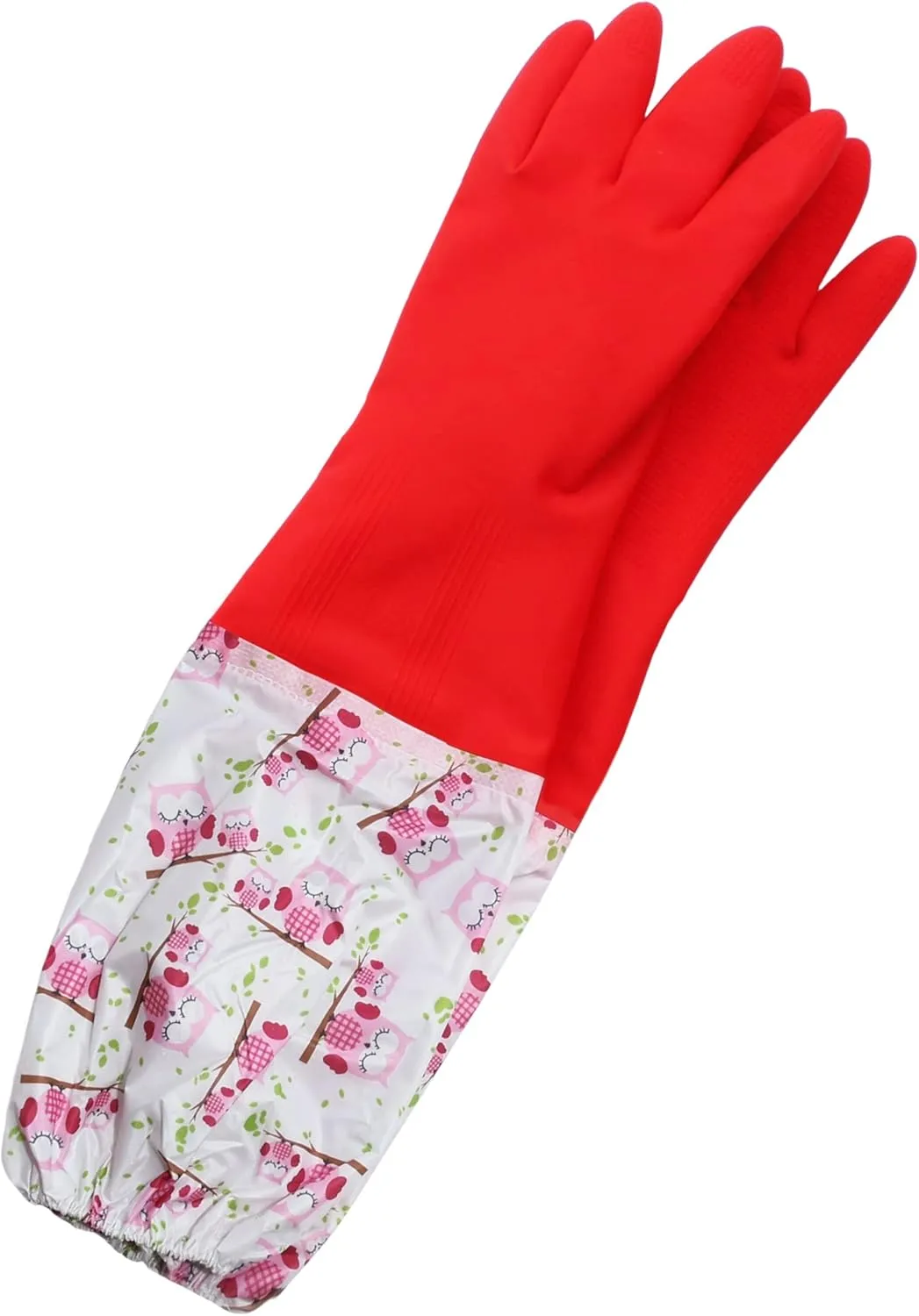 Fleece-lined, Long Cuff, Reusable Waterproof Household Dishwashing Non-Slip Cleaning Rubber Gloves (1)