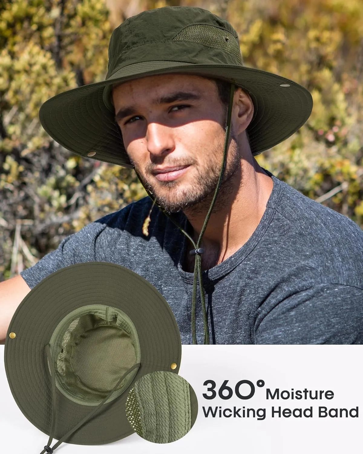 FURTALK Mens Bucket Sun Hat UPF 80  Wide Brim Hiking Fishing Beach Outdoor Hats
