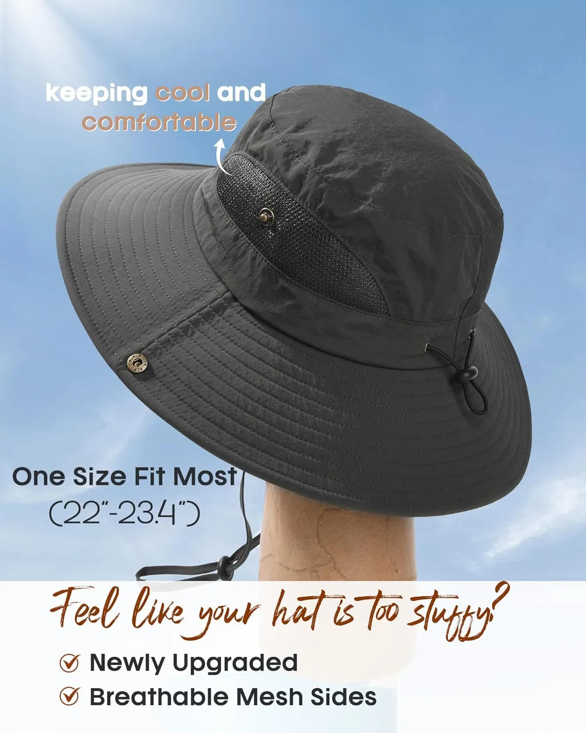 FURTALK Mens Bucket Sun Hat UPF 80  Wide Brim Hiking Fishing Beach Outdoor Hats