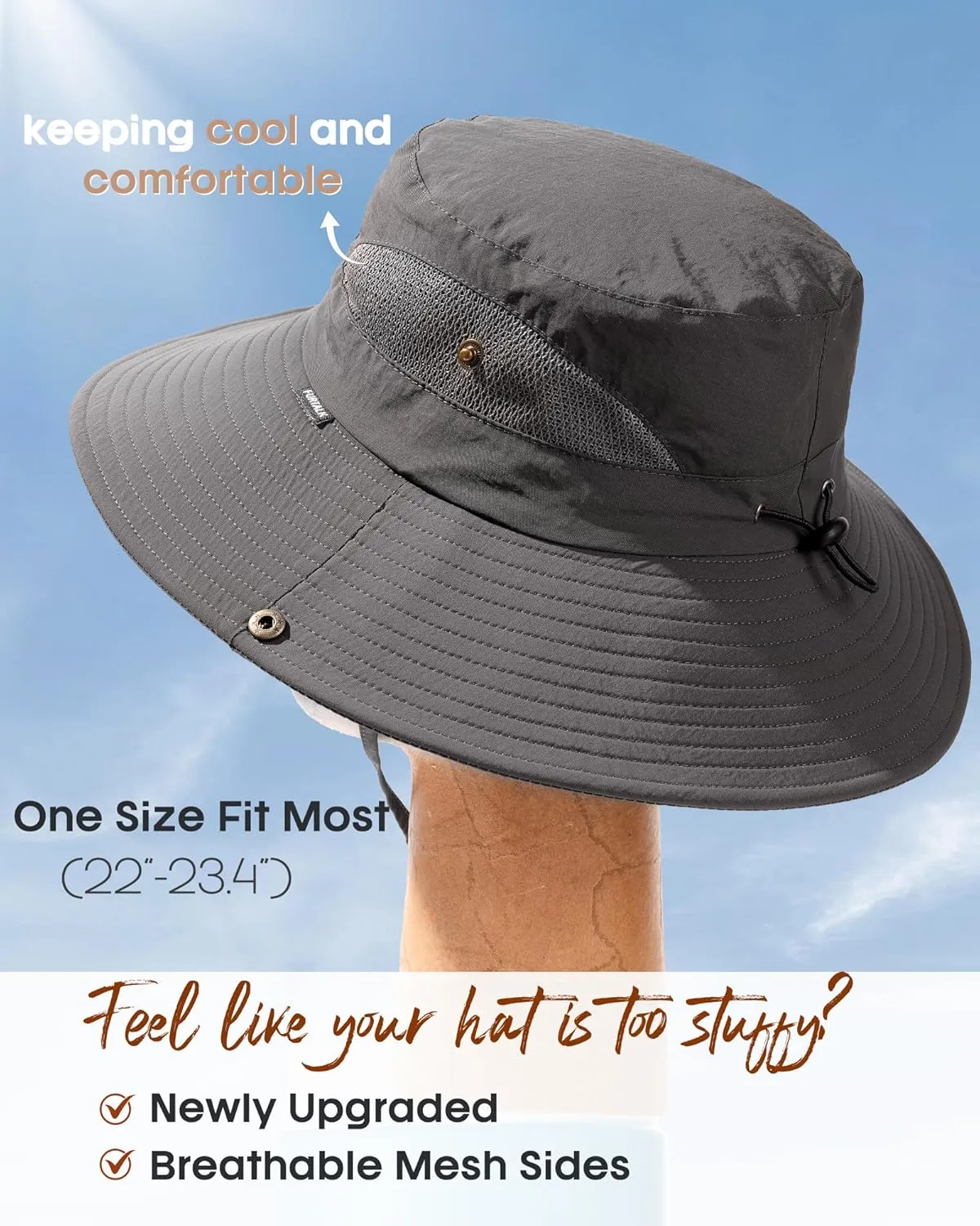 FURTALK Mens Bucket Sun Hat UPF 80  Wide Brim Hiking Fishing Beach Outdoor Hats