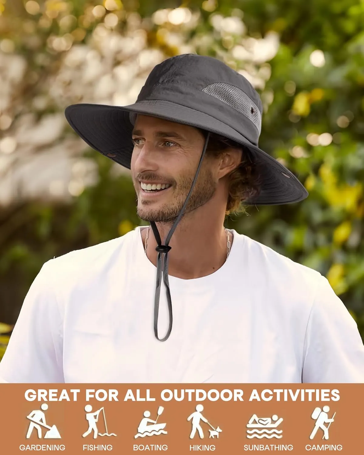 FURTALK Mens Bucket Sun Hat UPF 80  Wide Brim Hiking Fishing Beach Outdoor Hats