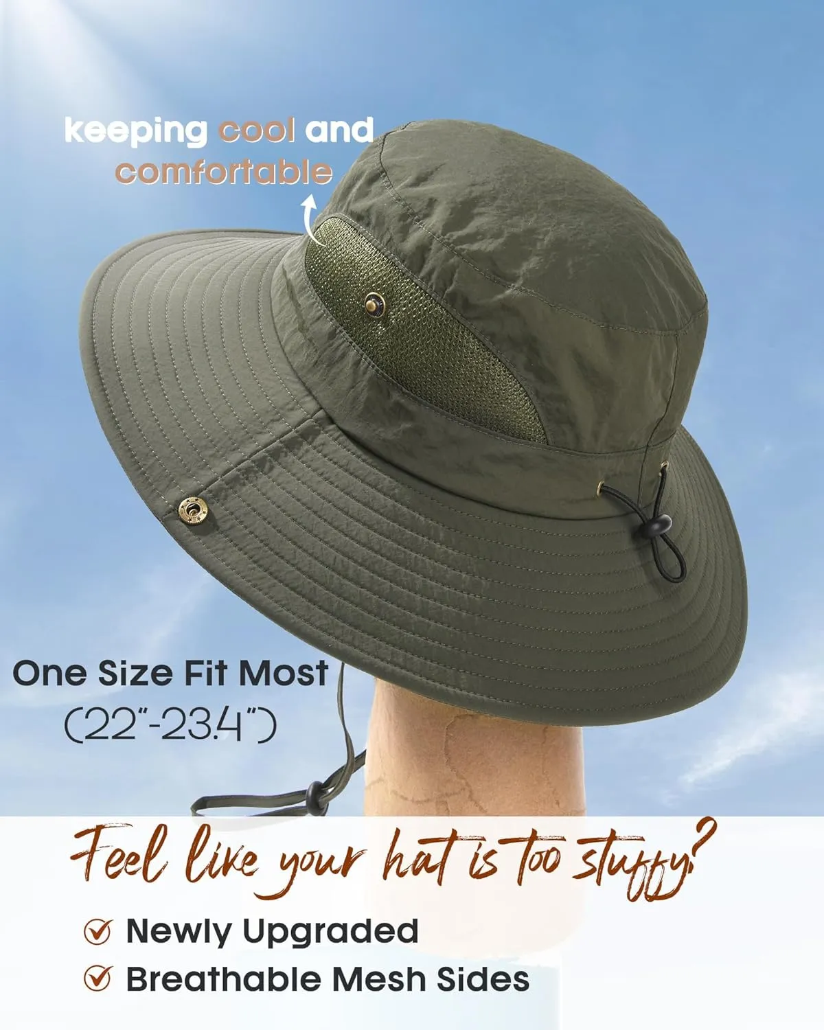 FURTALK Mens Bucket Sun Hat UPF 80  Wide Brim Hiking Fishing Beach Outdoor Hats