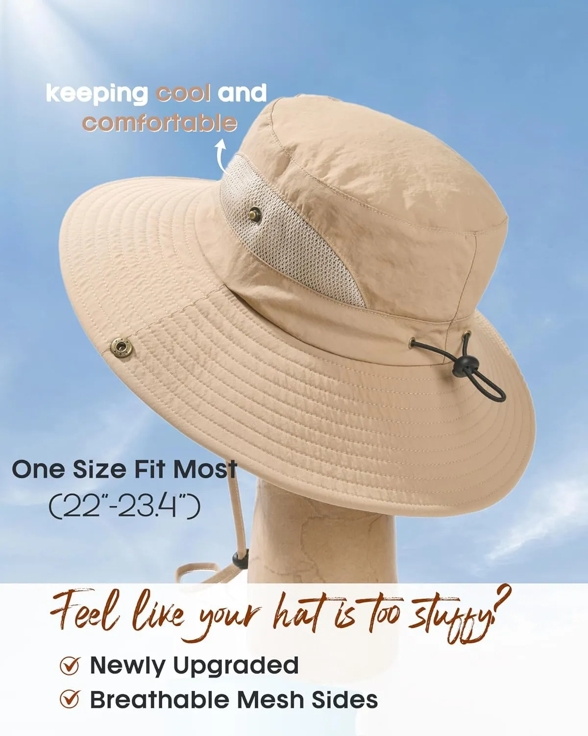 FURTALK Mens Bucket Sun Hat UPF 80  Wide Brim Hiking Fishing Beach Outdoor Hats