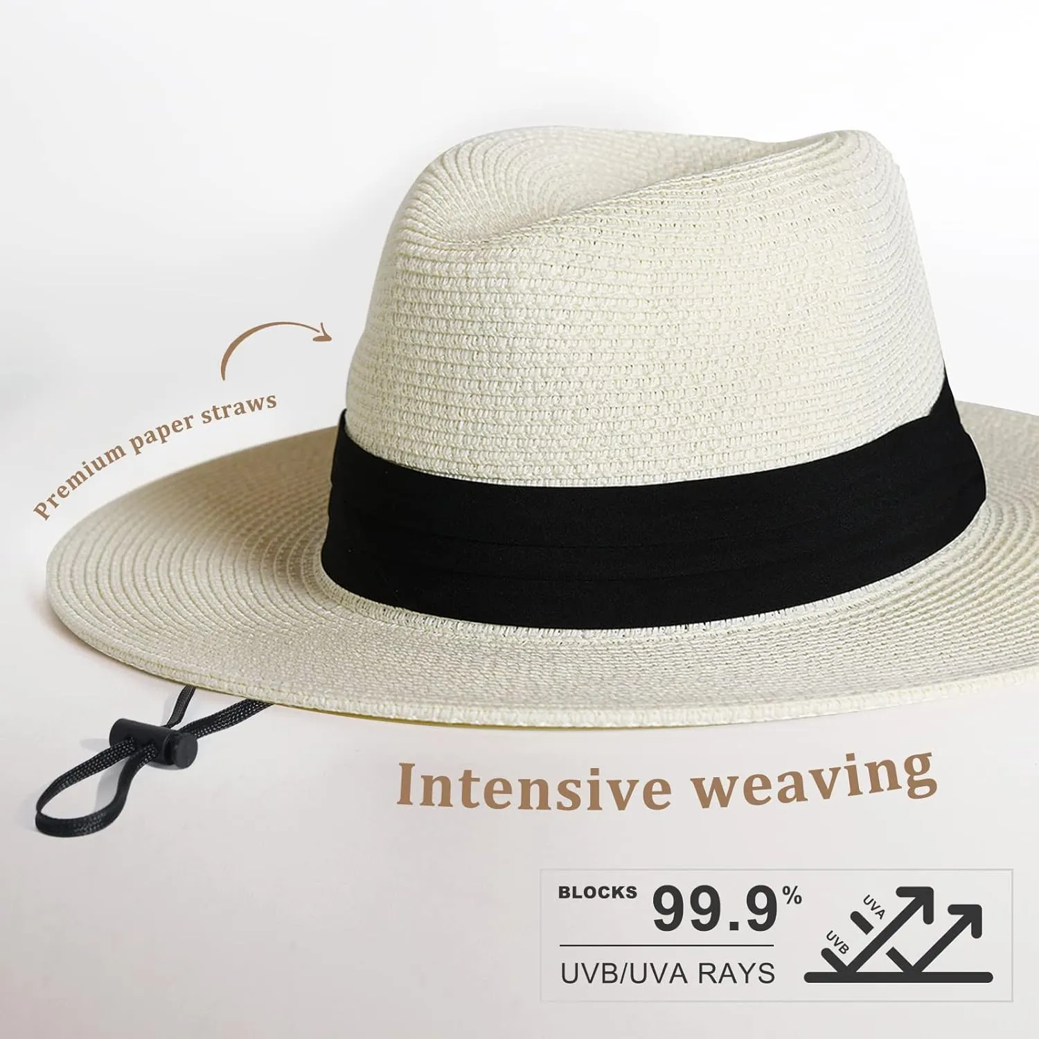 FURTALK Womens Mens Wide Brim Straw Panama Hat Fedora Summer Beach Sun Hat UPF Straw Hat for Women