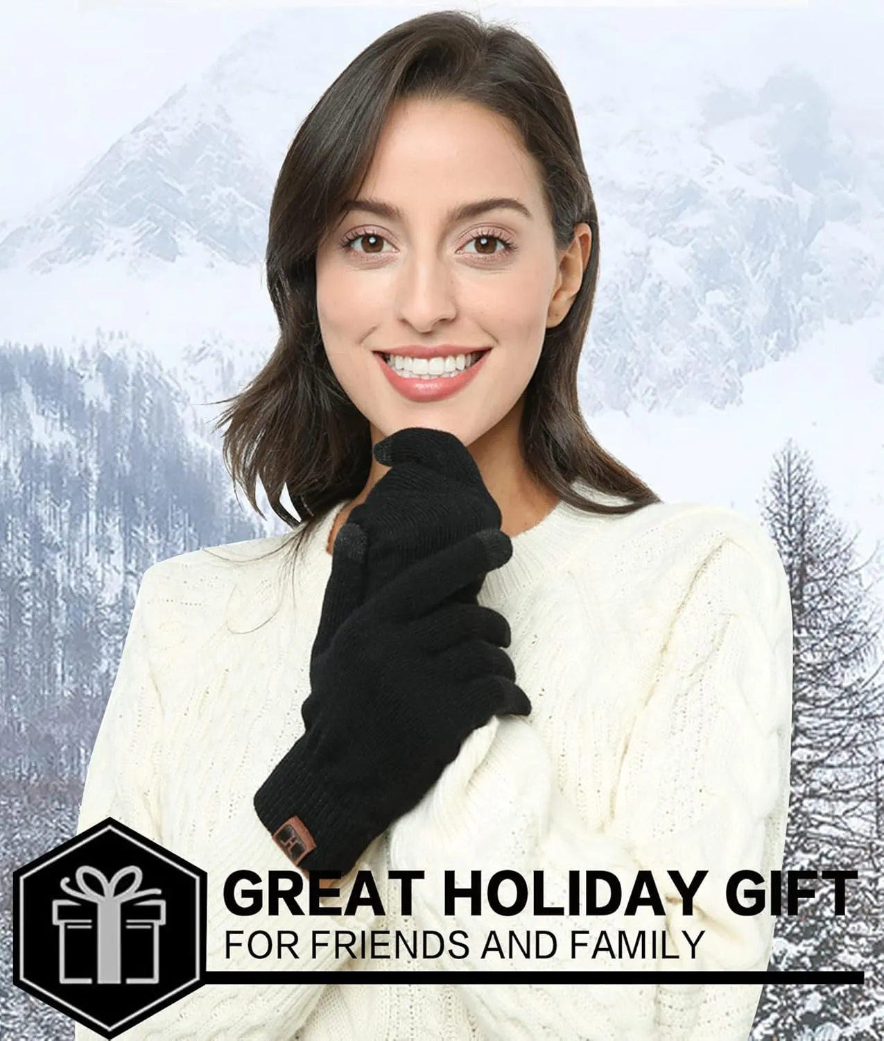 FZ FANTASTIC ZONE Women's Winter Touchscreen Wool Magic Gloves Warm Knit Fleece Lined for Women