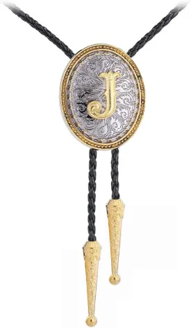 GelConnie Western Ties for Men Gold Bolo Tie Initial Letter A to Z Native American Bola Ties Cowboy Accessories for Men Women