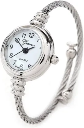 Geneva STC Silver Cable Band Women's Small Size Bangle Watch