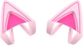 Glow in Dark Silicone Cat Kitty Ears Lovely Fluorescent Cat Ears Compatible for Bose/Razer/HyperX/Corsair/SteelSeries Arctis/Edifier Gaming Headphones (Pink)