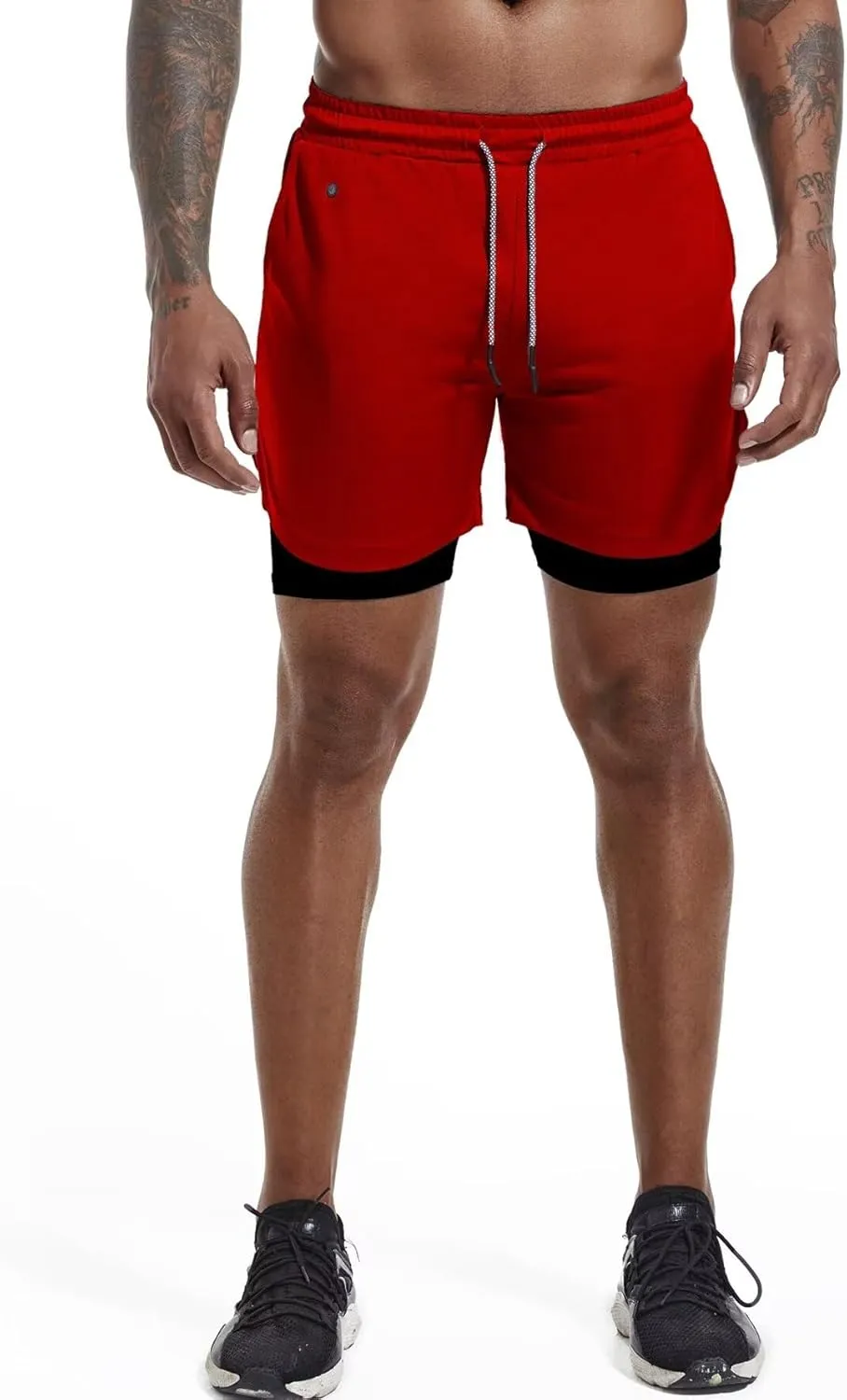 GYMELITE Men's 2 in 1 Workout Running Shorts 7" Gym Yoga Active Sports Shorts Lightweight Training with Phone Pockets