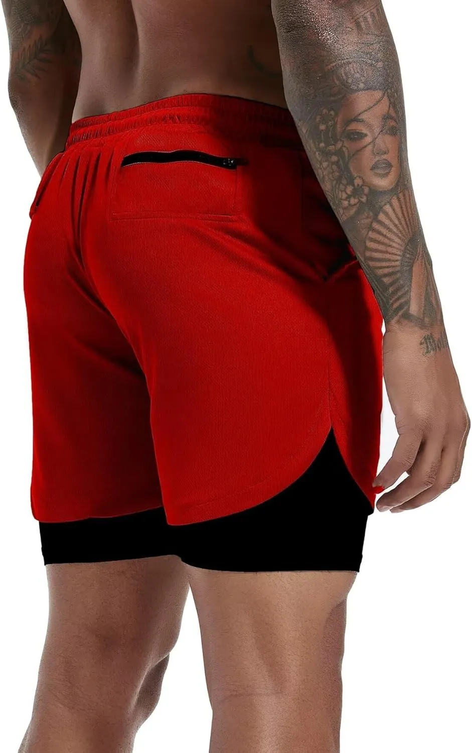 GYMELITE Men's 2 in 1 Workout Running Shorts 7" Gym Yoga Active Sports Shorts Lightweight Training with Phone Pockets