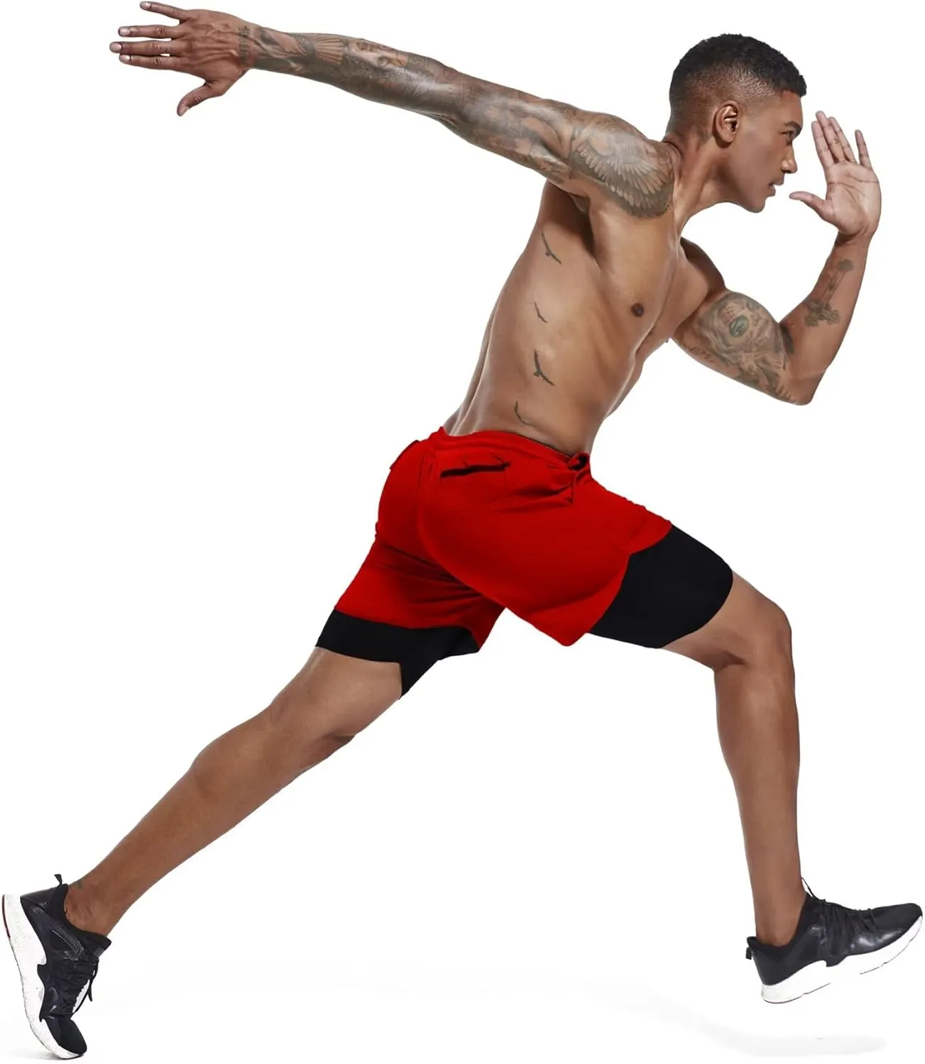 GYMELITE Men's 2 in 1 Workout Running Shorts 7" Gym Yoga Active Sports Shorts Lightweight Training with Phone Pockets