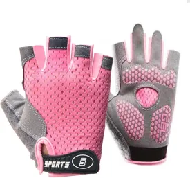 Half-Finger-Kids-Cycling-Gloves Non-Slip, Padded, Antislip, Fingerless Kids Bike Climbing Gloves for Girls and Boys Age 5~9