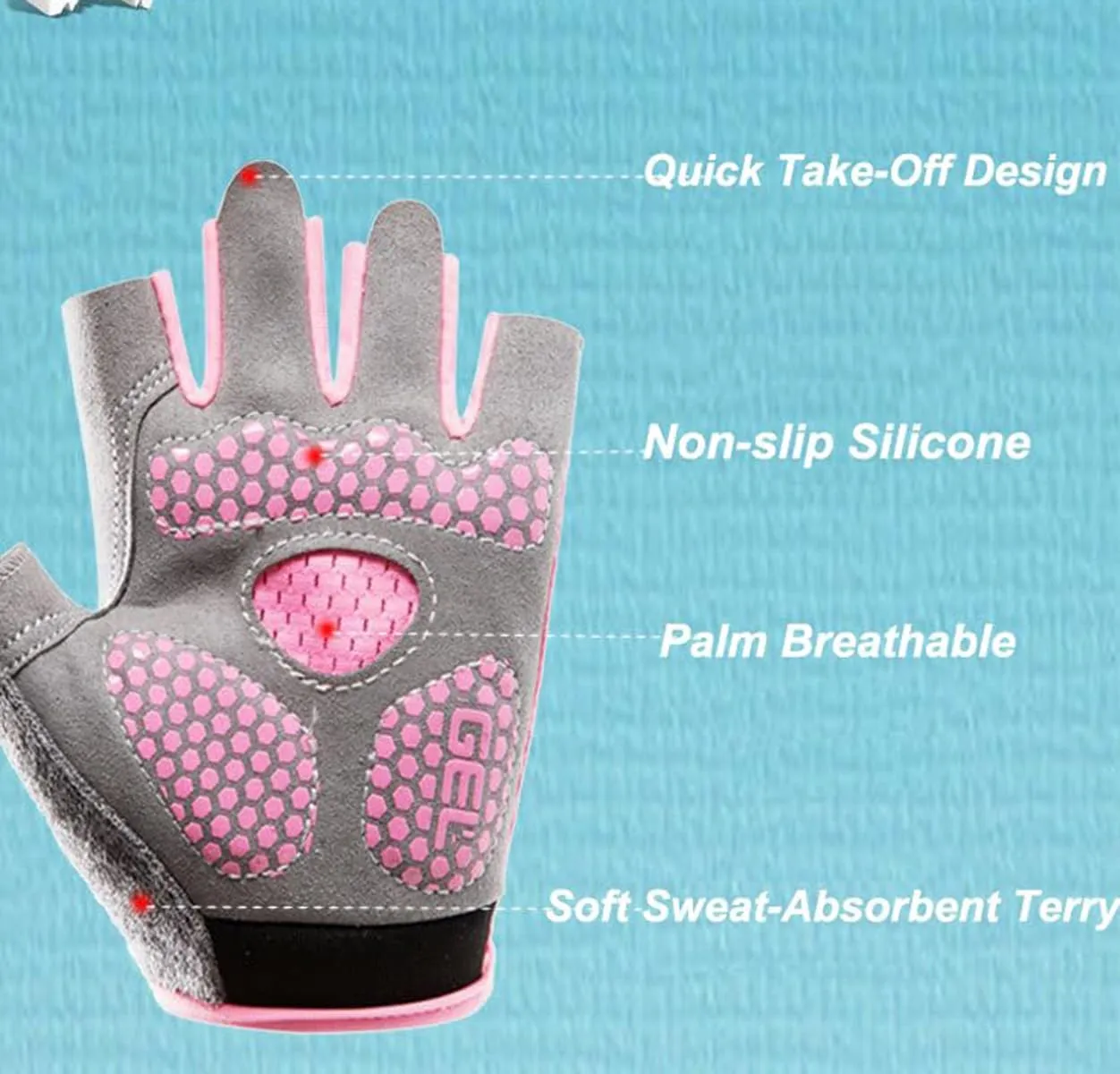 Half-Finger-Kids-Cycling-Gloves Non-Slip, Padded, Antislip, Fingerless Kids Bike Climbing Gloves for Girls and Boys Age 5~9
