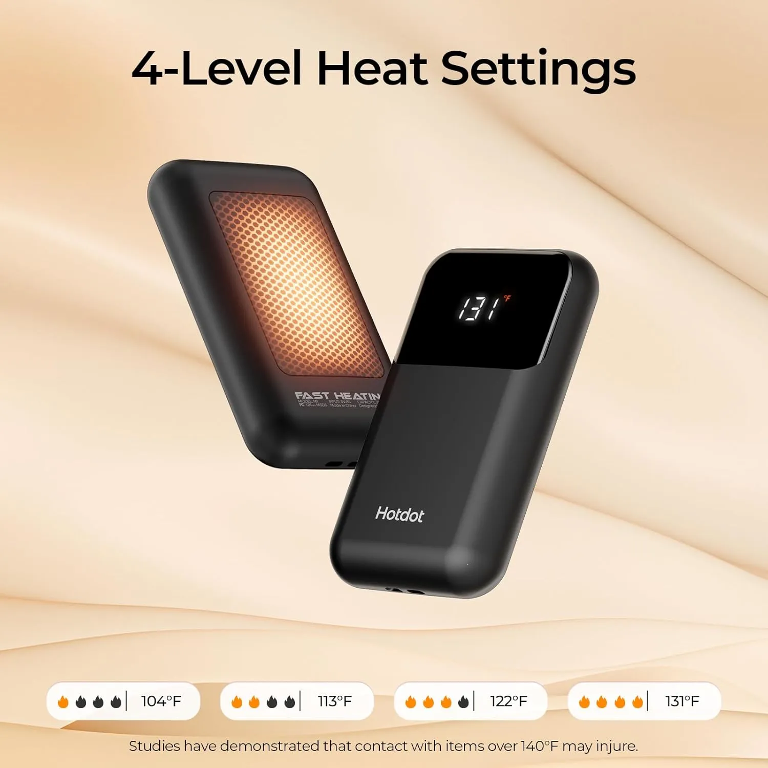 Hand Warmers Rechargeable with Gift Box, Electric Hand Warmer with LED Battery and Temperature Display, 4 Heating Levels Portable Pocket Heater, for Men, Women, Hunting