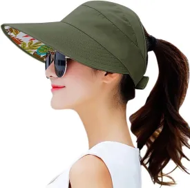 HINDAWI Sun Hats for Women Wide Brim UV Protection Sun Hat Summer Beach Packable Visor