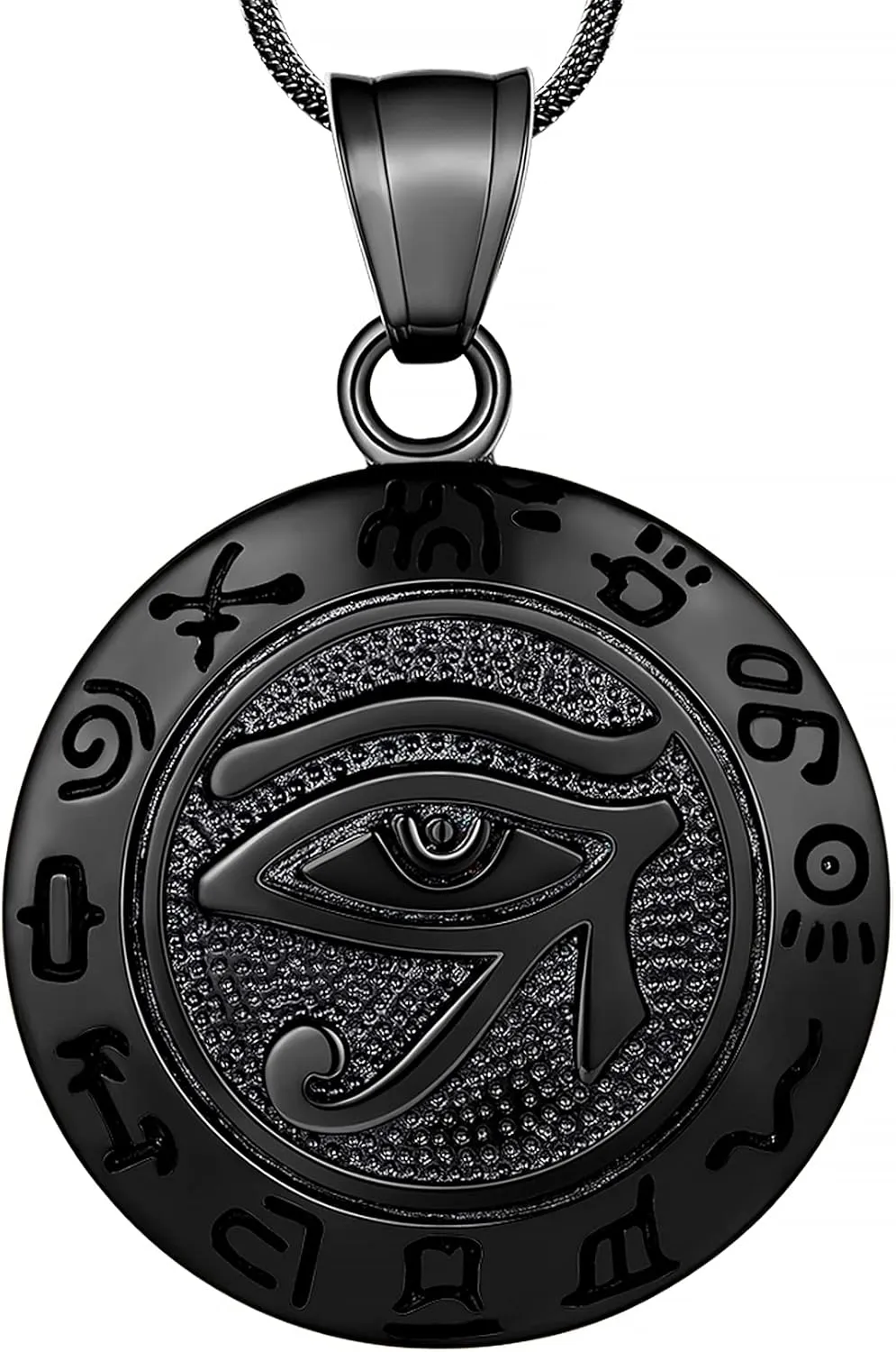 Hipunk Eye of Horus Necklace 316L Stainless Steel Egyptian Ancient Wedjat Eye of Ra Horus Symbol of Protection Mens' Amulet Protective Coptic Jewelry SP0009