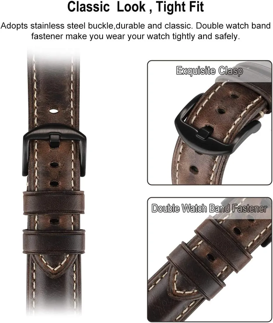 HUAFIY Compatible for Apple Watch Bands 42mm 44mm45mm46mm 49mm 38mm 40mm41mm, Genuine Leather Band Strap for iWatch Series 10/9/8,7,6,5,4,3,2,1, Ultra,Ultra2