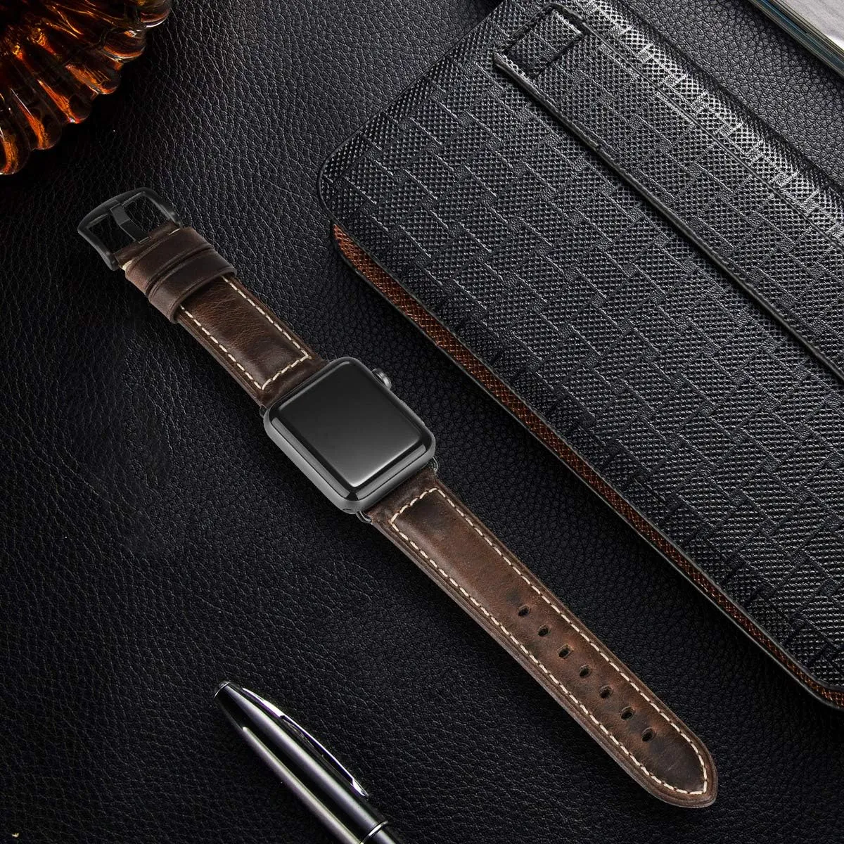 HUAFIY Compatible for Apple Watch Bands 42mm 44mm45mm46mm 49mm 38mm 40mm41mm, Genuine Leather Band Strap for iWatch Series 10/9/8,7,6,5,4,3,2,1, Ultra,Ultra2