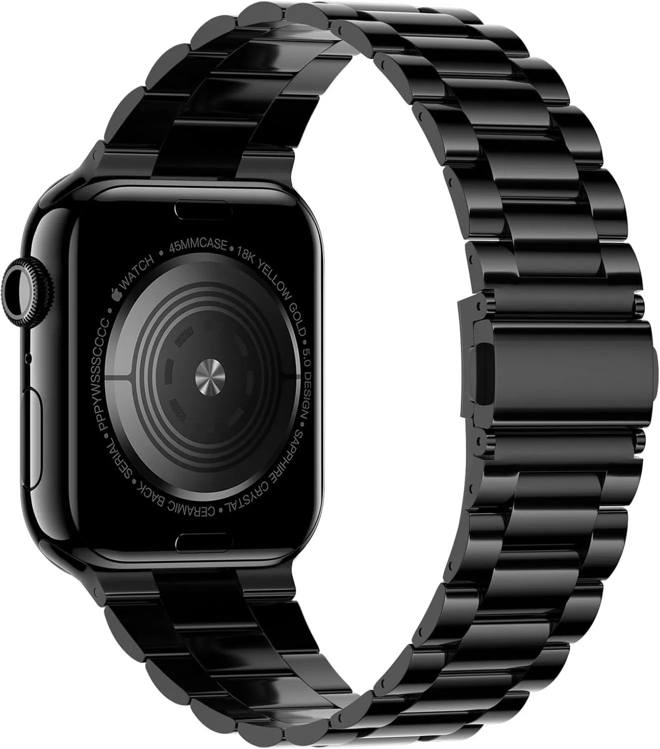 iiteeology Lightweight Stainless Steel Band Designed for Apple Watch Series 1-10, 42mm, 41mm, 40mm, 38mm,SE &SE2,Replacement iWatch Bands for Women, Jet Black