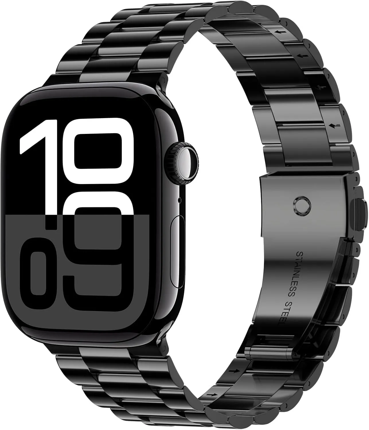 iiteeology Lightweight Stainless Steel Band Designed for Apple Watch Series 1-10, 42mm, 41mm, 40mm, 38mm,SE &SE2,Replacement iWatch Bands for Women, Jet Black