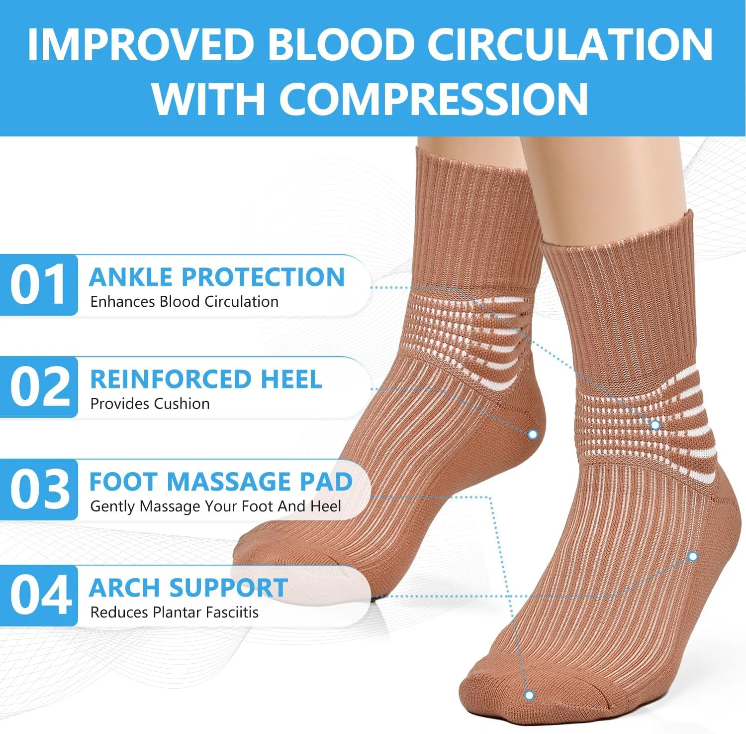 IRAMY Compression Socks Women Cute Crew Ankle Support Coolmax Wicking Casual Aesthetic Granola Girls Plantar Fasciitis Sock