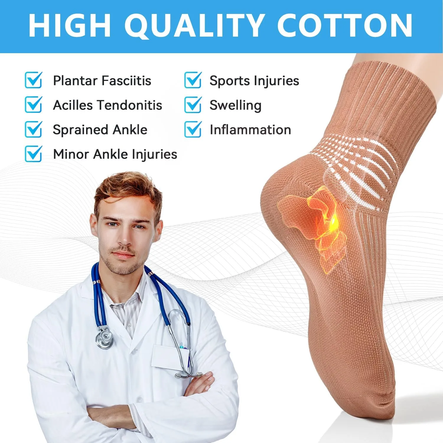 IRAMY Compression Socks Women Cute Crew Ankle Support Coolmax Wicking Casual Aesthetic Granola Girls Plantar Fasciitis Sock