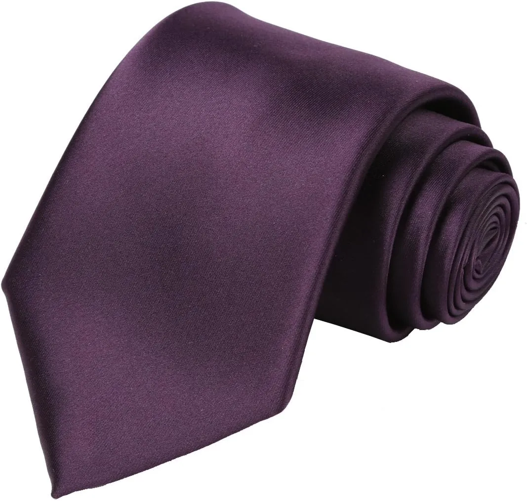 KissTies Solid Satin Tie Pure Color Necktie Mens Ties   Gift Box