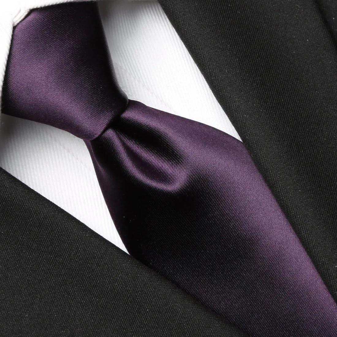 KissTies Solid Satin Tie Pure Color Necktie Mens Ties   Gift Box