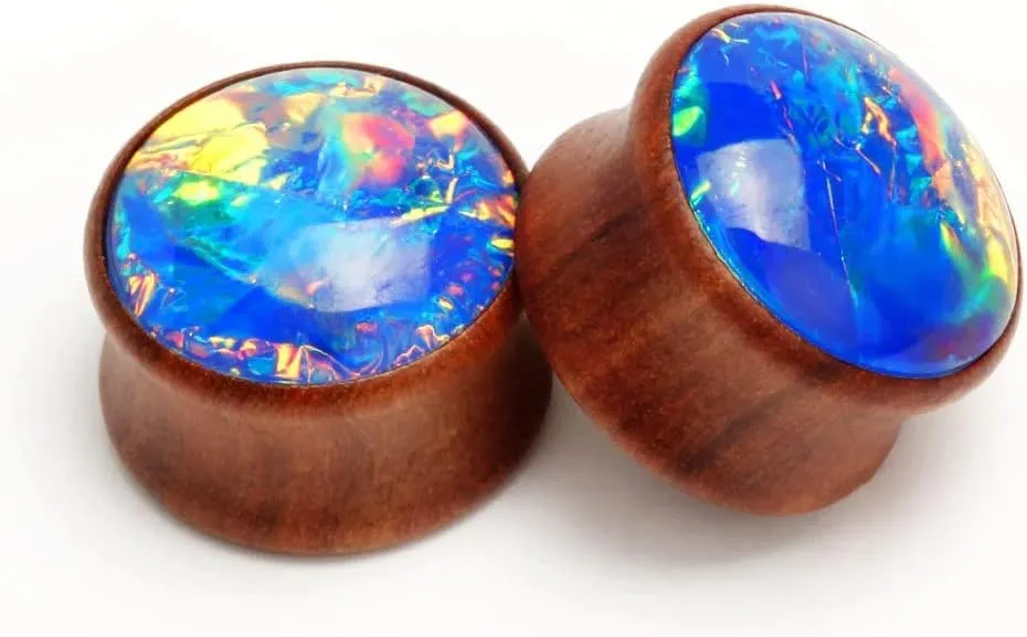 KUBOOZ Sea Shell Center Wooden Ear Plugs Tunnels Gauges Stretcher Piercings Jewelry