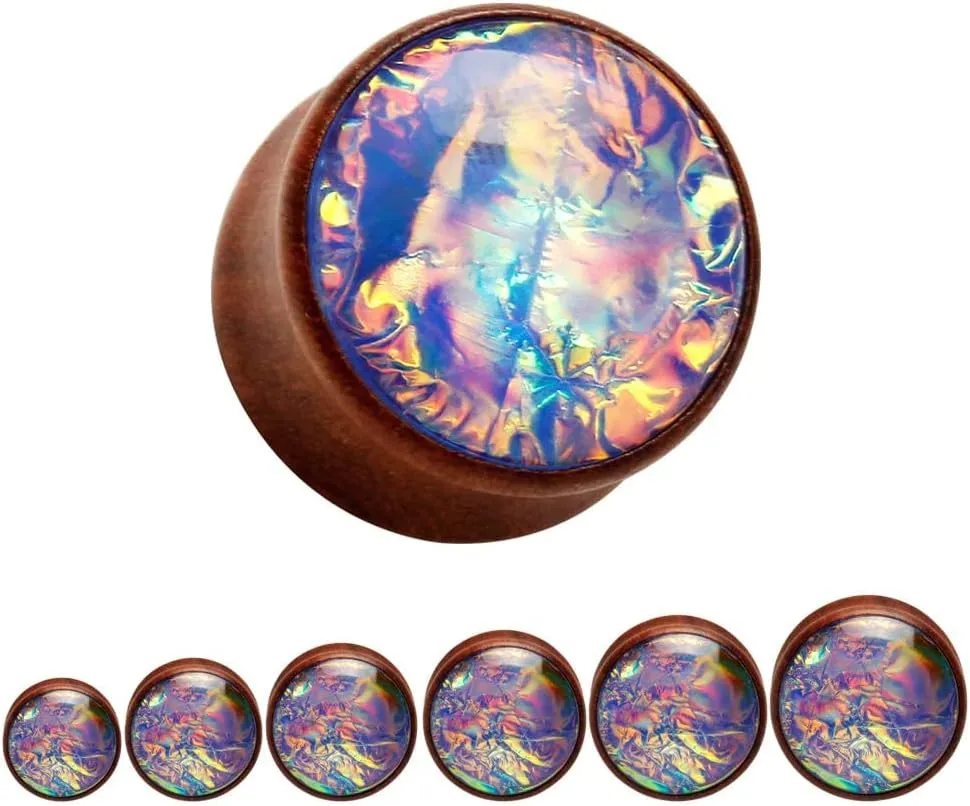 KUBOOZ Sea Shell Center Wooden Ear Plugs Tunnels Gauges Stretcher Piercings Jewelry
