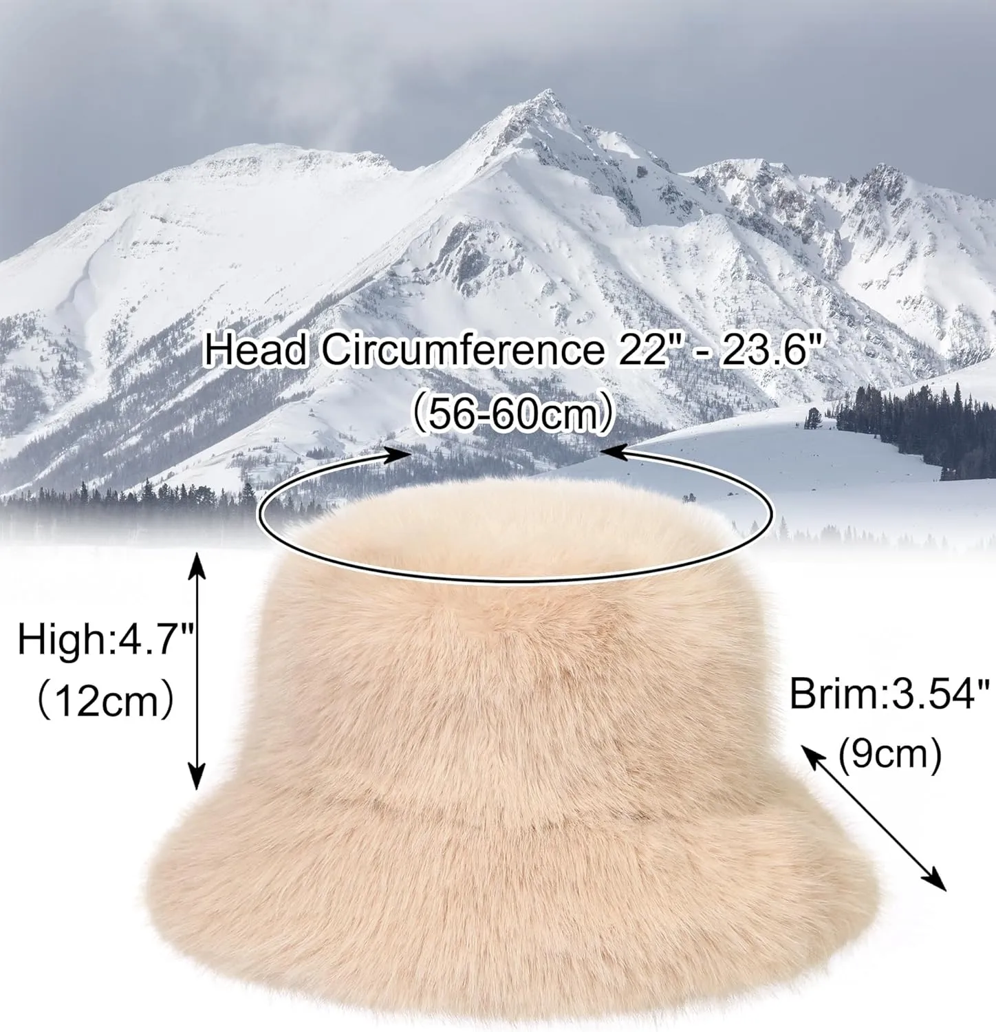 LA CARRIE Women's Fuzzy Wide Brim Faux Fur Bucket Hat Winter Warmer Fisherman Cap