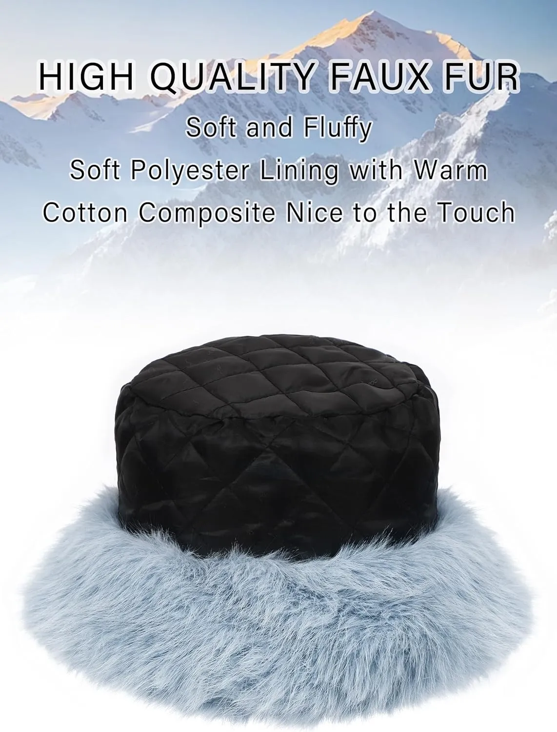 LA CARRIE Women's Fuzzy Wide Brim Faux Fur Bucket Hat Winter Warmer Fisherman Cap