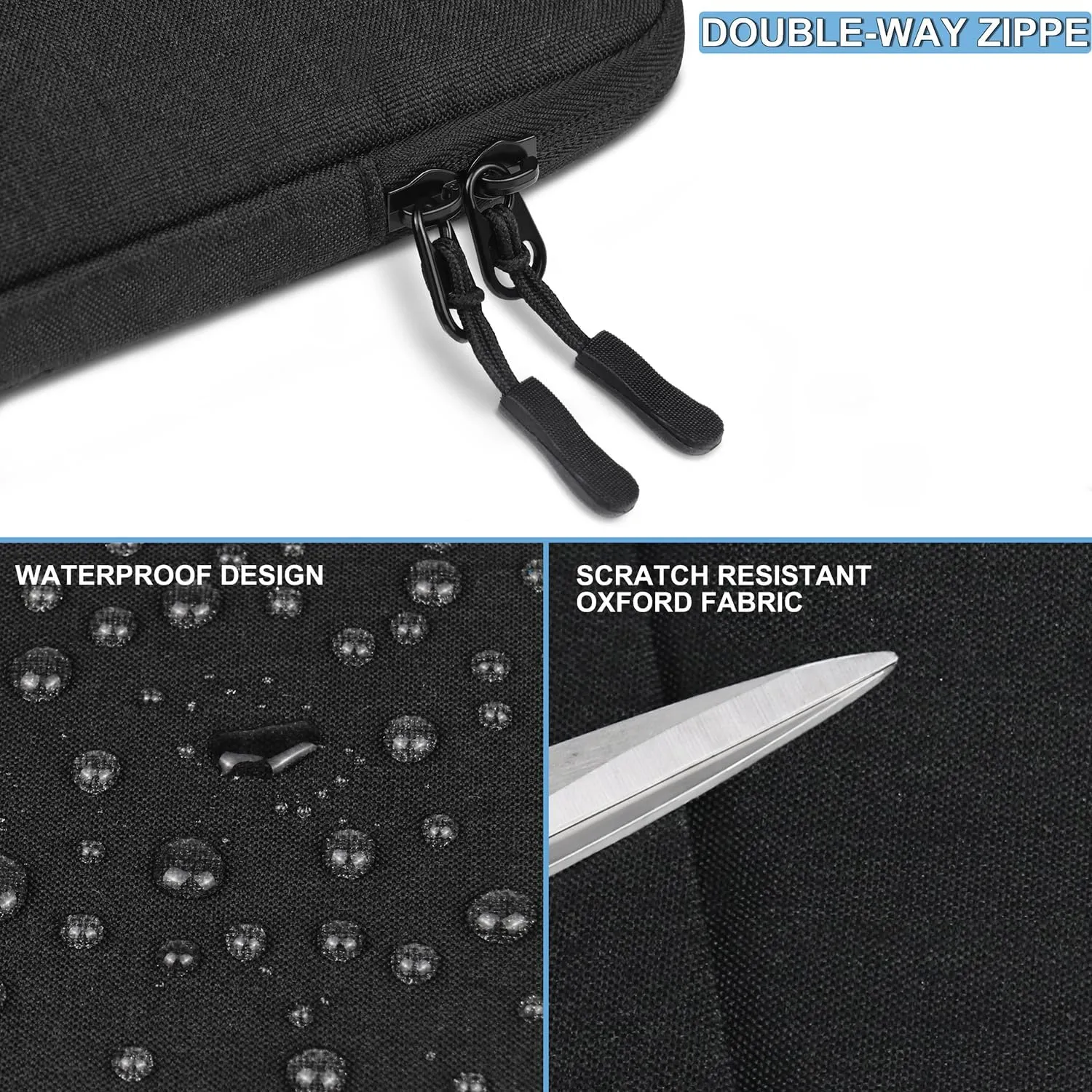Laptop Case 15.6 inch, Shockproof Protective Computer Sleeve Cover with Accessories Pocket, Water Resistant Traveling Carrying Laptop Bag Compatible for MacBook Dell HP Acer Asus Lenovo, Black