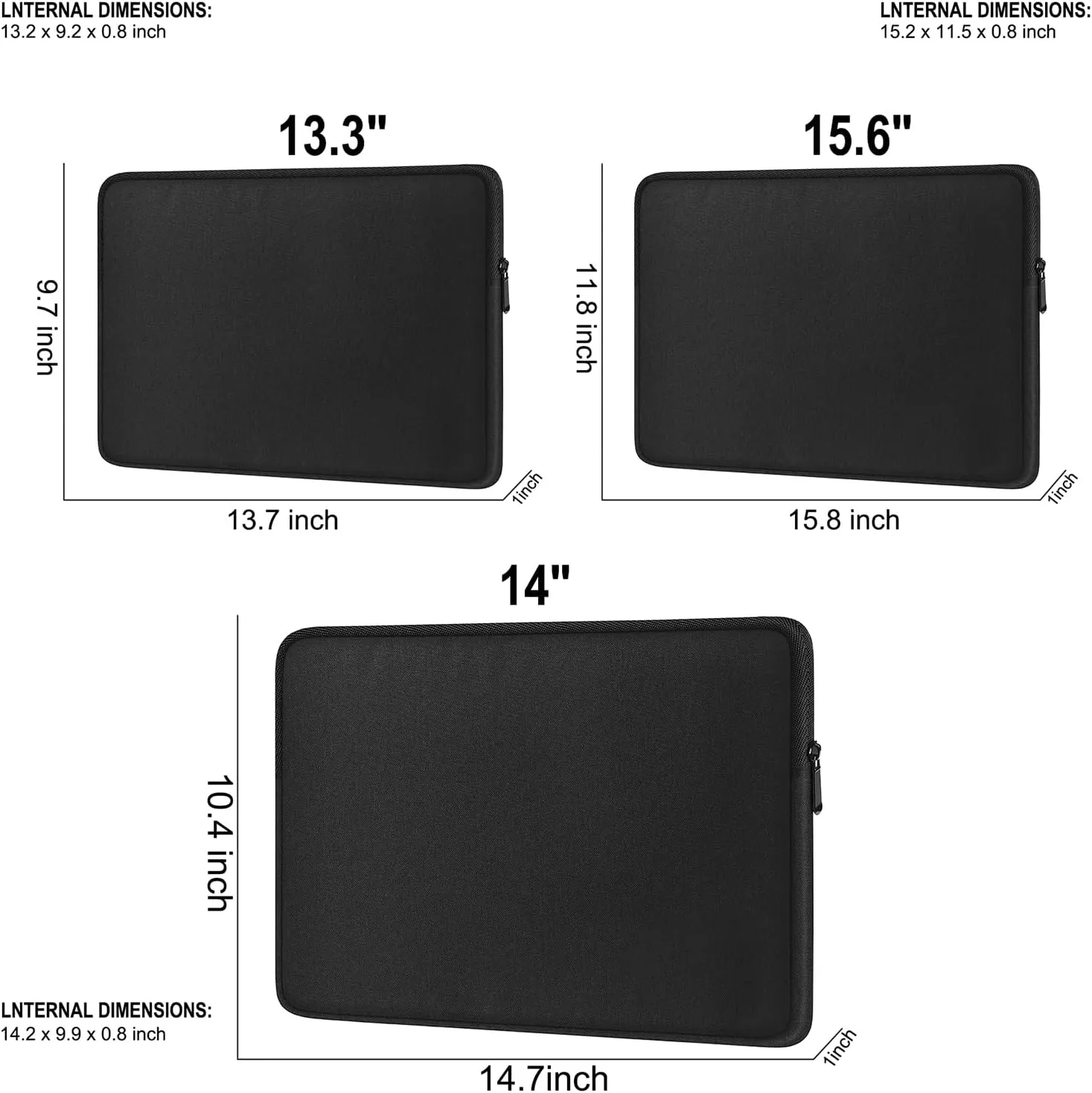 Laptop Case Sleeve 14 Inch, Shockproof Protective Traveling Computer Cover, Water Resistant Portable Laptop Carrying Bag Compatible for Lenovo, HP, Dell, Asus, MacBook Air/Pro, Black