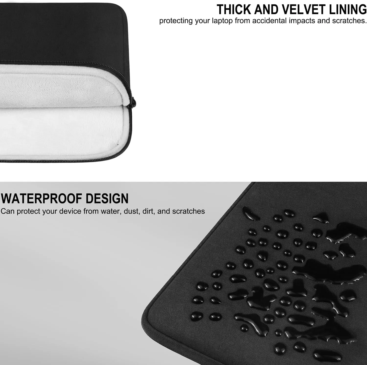 Laptop Case Sleeve 14 Inch, Shockproof Protective Traveling Computer Cover, Water Resistant Portable Laptop Carrying Bag Compatible for Lenovo, HP, Dell, Asus, MacBook Air/Pro, Black