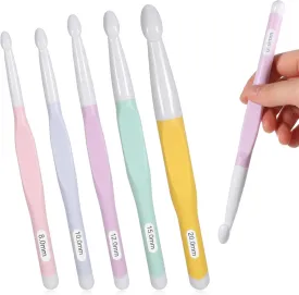 Large Size Crochet with Ergonomiv Handle, 8mm 10mm 12mm 15mm 20mm Long Rubber Handle Crochet Hook, Knitting Giant Crochet Hooks for Chunky Yarn, Scarf, DIY, Wool Products