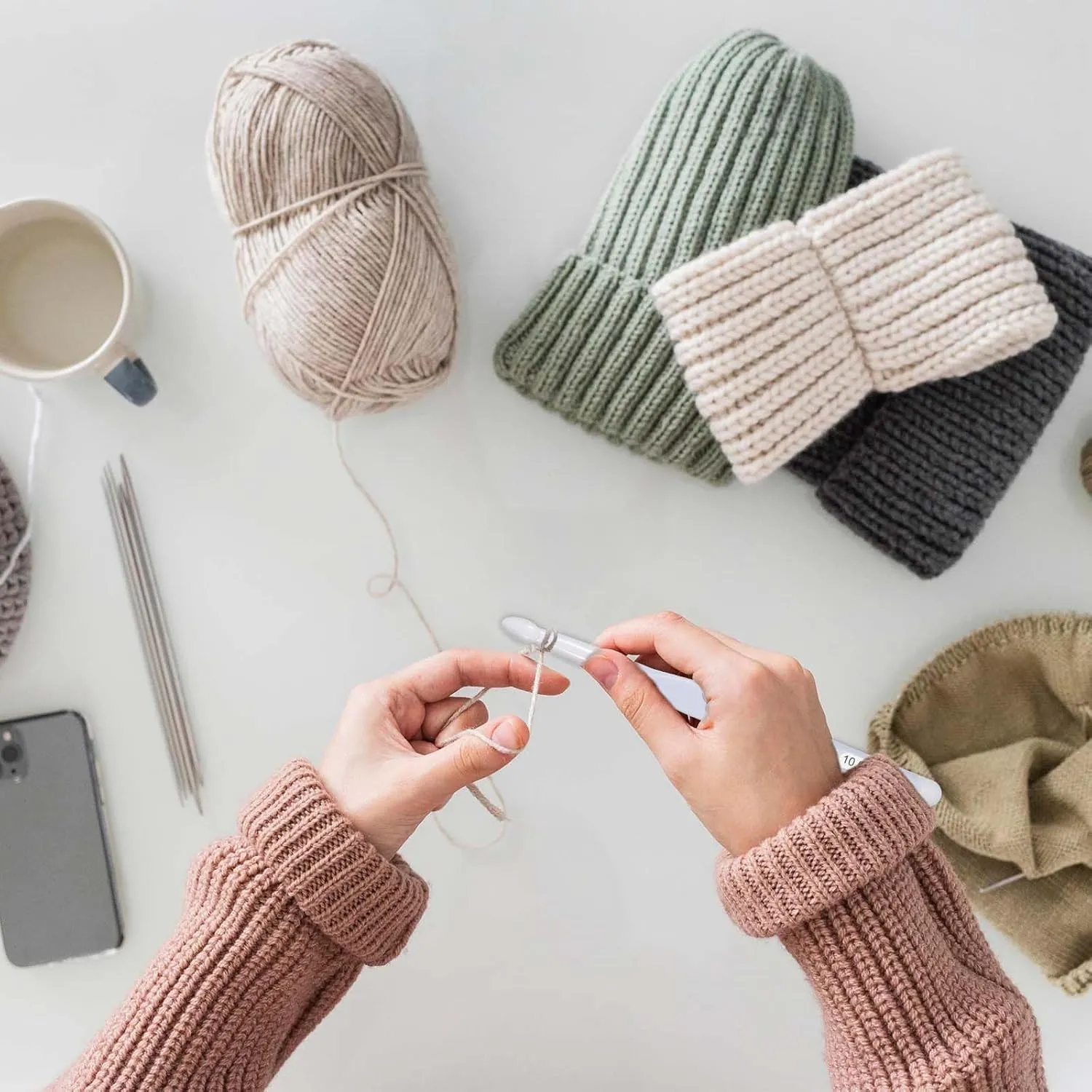 Large Size Crochet with Ergonomiv Handle, 8mm 10mm 12mm 15mm 20mm Long Rubber Handle Crochet Hook, Knitting Giant Crochet Hooks for Chunky Yarn, Scarf, DIY, Wool Products
