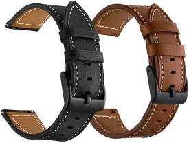 LDFAS Compatible for Fossil 22mm Band, (2 Pack) Leather Strap with Black Buckle Compatible for Fossil Gen 6/5 Carlyle/Julianna/Garrett HR, Q Explorist, Gen 5E 44mm, Sport 43mm Bands, Brown Black