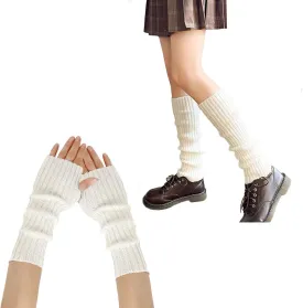 Leg Warmers Arm Warmers,Knitted Socks Gloves 80s Y2K Harajuku Accessory Kawaii Goth Gloves Socks