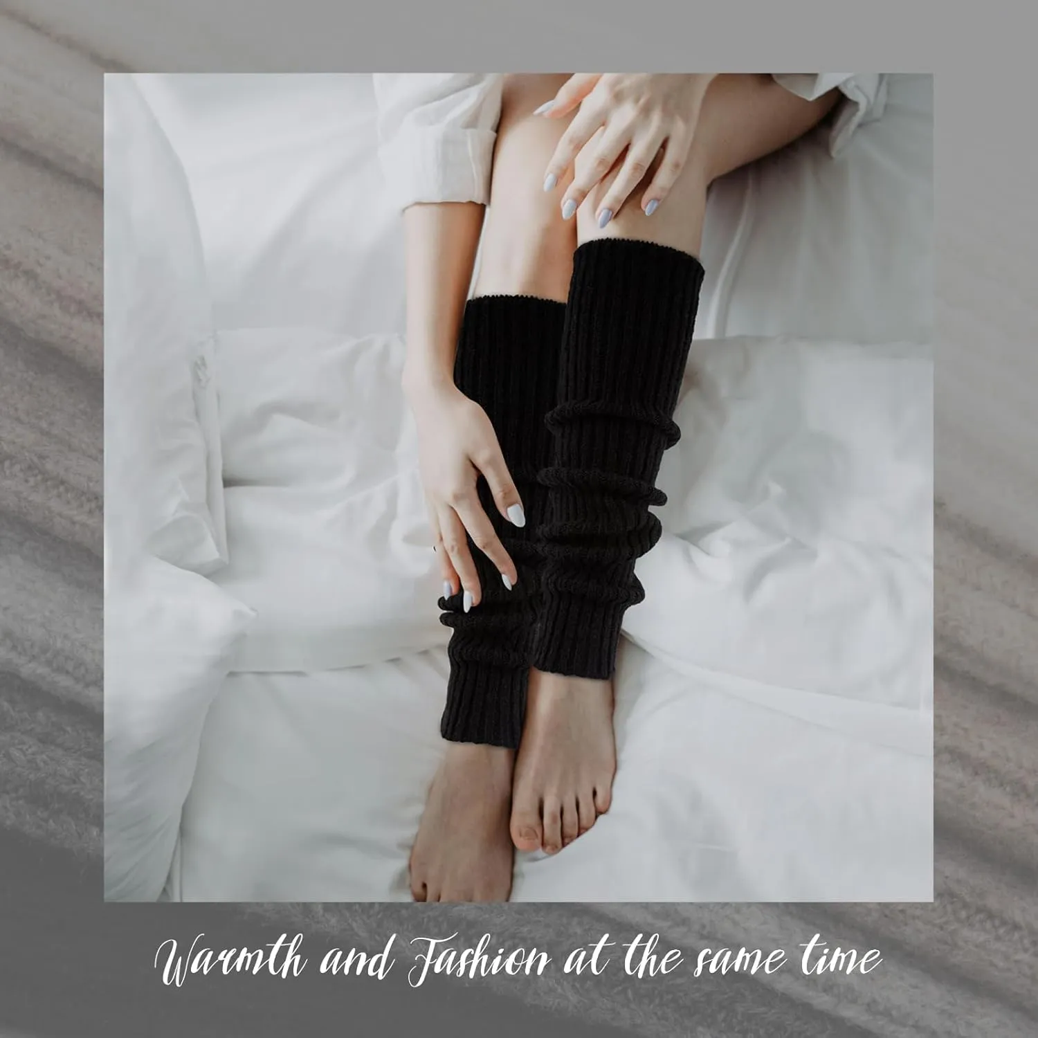 Leg Warmers for Women Winter Fashion Knitting Black Leg Warmers Long Ankle Warmers for Yoga Ballet Leg Socks