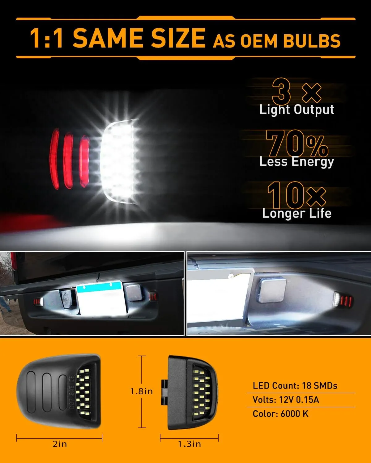 LESAUCE Red OLED Neon Tube LED License Plate Lights Tag Lights Assembly Replacement for Chevy Silverado GMC Sierra 1500 2500 3500 Tahoe Suburban Escalade Yukon XL, 2PCS